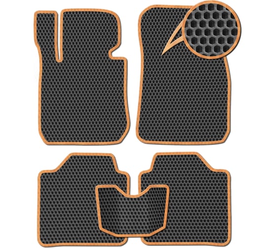 Ковры в салон автомобиля Eva Smart bmw i8 2014 - 2017 эва сота чёрные c бежевой окантовкой 2665-B5A1-S 1