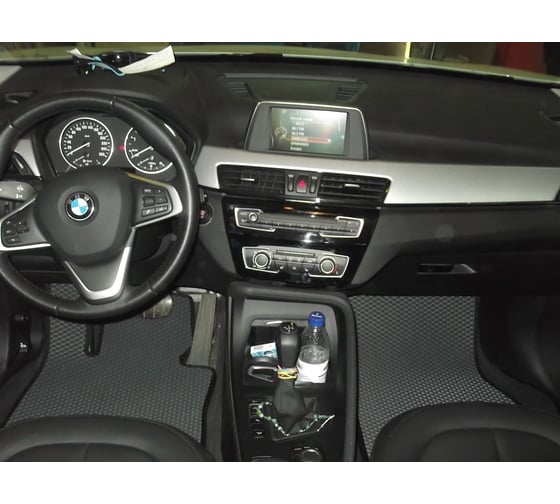 Ковры в салон автомобиля Eva Smart bmw х1 (f48) 2015 - эва сота чёрные c коричневой окантовкой 2371-B5A6-S