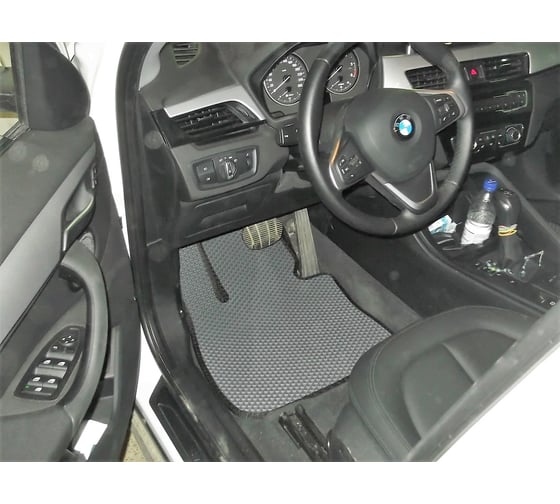 Ковры в салон автомобиля Eva Smart bmw х1 (f48) 2015 - эва сота серые c коричневой окантовкой 2371-B1A6-S
