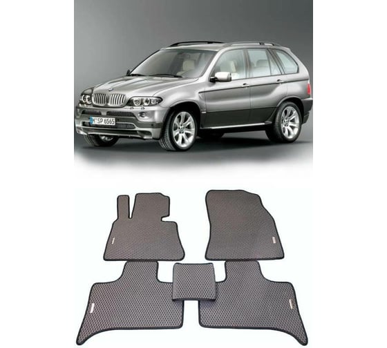 Ковры в салон автомобиля Eva Smart bmw х5 (e53) 2000 - 2007 эва сота бежевые c синей окантовкой 1079-A1B2-S