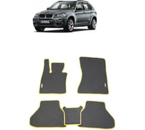 Ковры в салон автомобиля Eva Smart bmw х5 (e70) 2007 - 2013 эва сота чёрные c коричневой окантовкой 1081-B5A6-S