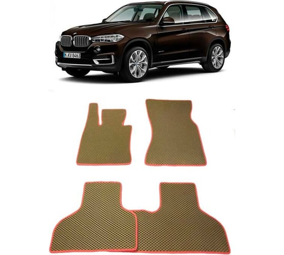 Ковры в салон автомобиля Eva Smart bmw х5 (f15) 2013 - 2018 эва сота бежевые c синей окантовкой 1084-A1B2-S 1