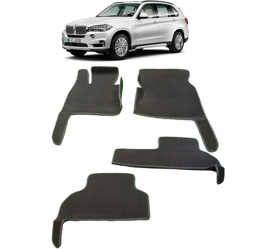 Ковры в салон автомобиля Eva Smart bmw х5 (f15) вариант макси 3d 2013 - 2018 эва сота чёрные c синей окантовкой 2440-B5B2-S 1
