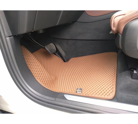 Ковры в салон автомобиля Eva Smart bmw х5 (g05) 2018 - эва сота коричневые c синей окантовкой 2865-A6B2-S