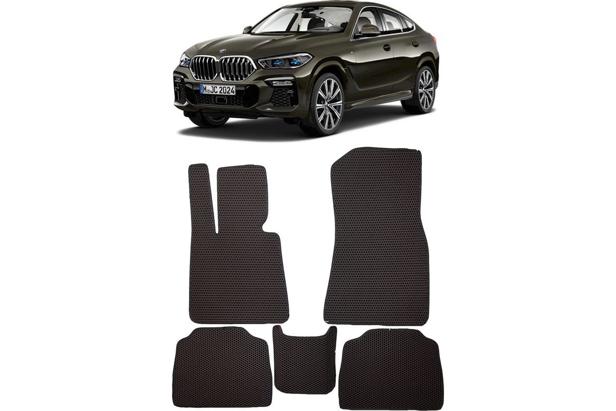 Ковры в салон автомобиля Eva Smart bmw x6 (g06) 2019 - эва сота чёрные c  черной окантовкой 3263-B5B5-S - заказать в интернет-магазине: цена,  описание, отзывы.