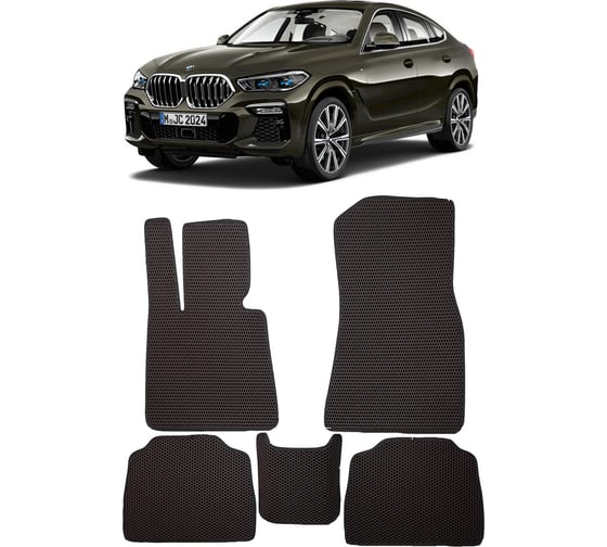 Ковры в салон автомобиля Eva Smart bmw x6 (g06) 2019 - эва сота коричневые c коричневой окантовкой 3263-A6A6-S 1