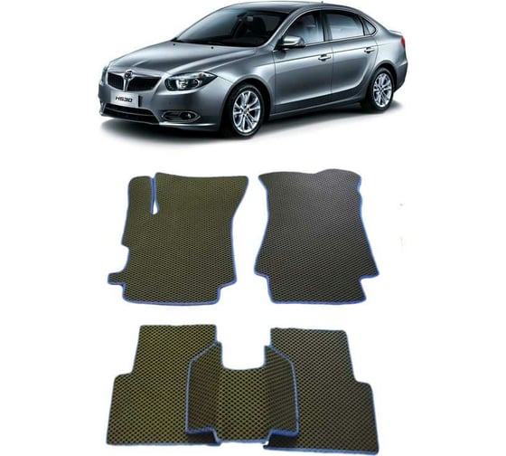 Ковры в салон автомобиля Eva Smart brilliance h530 2011 - эва сота коричневые c красной окантовкой 2096-A6A7-S