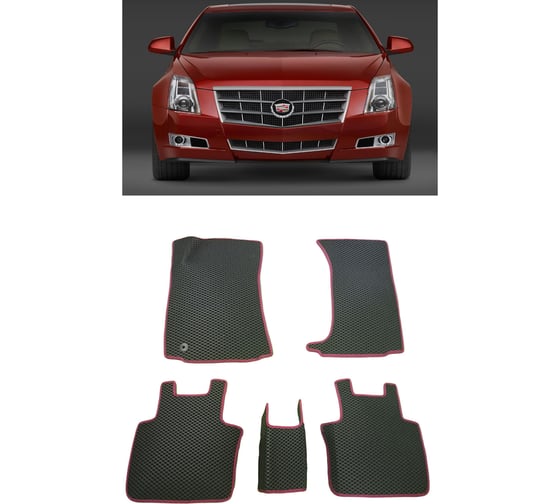 Ковры в салон автомобиля Eva Smart cadillac cts ll 2007 - 2014 эва сота серые c коричневой окантовкой 2575-B1A6-S 1