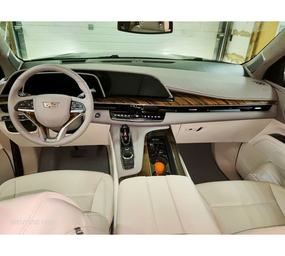 Ковры в салон автомобиля Eva Smart cadillac escalade v 5мест 2020 - эва сота серые c бежевой окантовкой 3621-B1A1-S