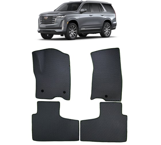 Ковры в салон автомобиля Eva Smart cadillac escalade v 5мест 2020 - эва сота коричневые c красной окантовкой 3621-A6A7-S 1