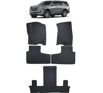 Ковры в салон автомобиля Eva Smart cadillac escalade v 7мест 2020 - эва сота чёрные c коричневой окантовкой 3618-B5A6-S