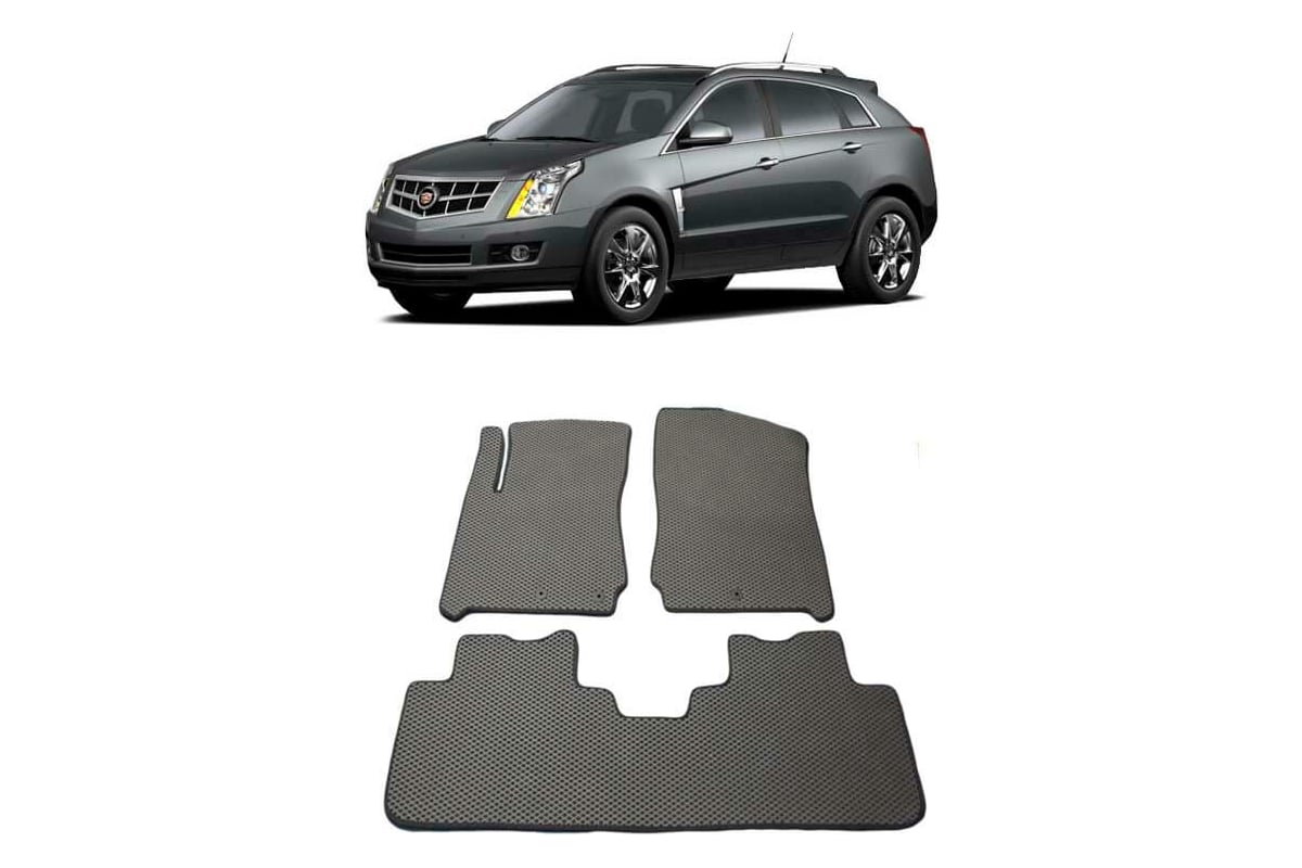 Ковры в салон автомобиля Eva Smart cadillac srx ll 2010 - 2016 эва сота  чёрные c коричневой окантовкой 1093-B5A6-S - заказать в интернет-магазине:  цена, описание, отзывы.