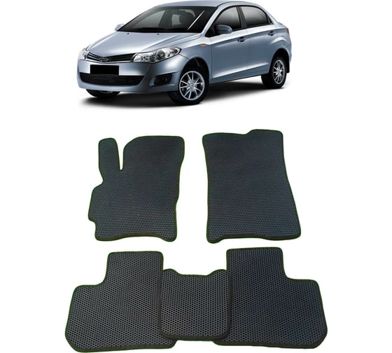 Ковры в салон автомобиля Eva Smart chery bonus (a13) 2011 - 2014 эва сота бежевые c синей окантовкой 1098-A1B2-S 1