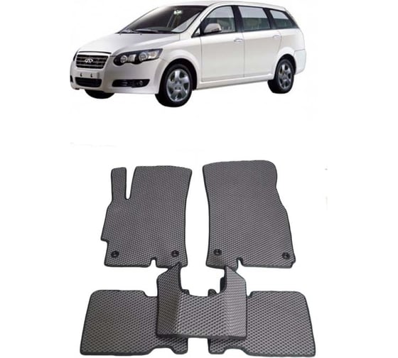 Ковры в салон автомобиля Eva Smart chery crosseastar (b14) 5мест 2006 - 2014 эва сота коричневые c красной окантовкой 2285-A6A7-S