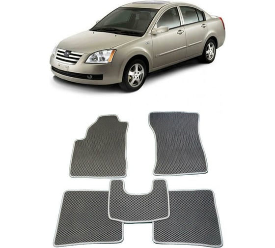 Ковры в салон автомобиля Eva Smart chery fora (a21) 2006 - 2010 эва сота серые c бежевой окантовкой 1099-B1A1-S 1