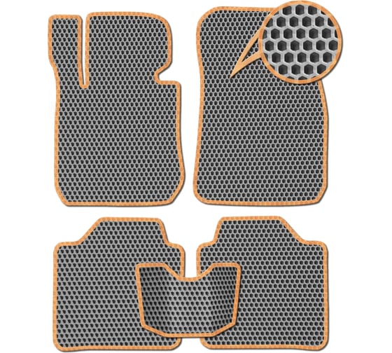 Ковры в салон автомобиля Eva Smart chery tiggo 2 pro 2021 - эва сота серые c бежевой окантовкой 3745-B1A1-S 1