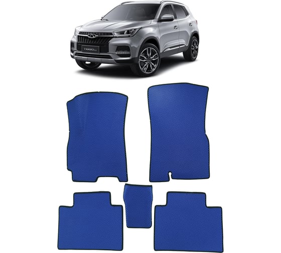 Ковры в салон автомобиля Eva Smart chery tiggo 4 i рестайлинг 2018 - эва сота бежевые c черной окантовкой 3450-A1B5-S 1