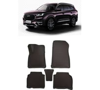 Ковры в салон автомобиля Eva Smart chery tiggo 8 pro 5мест вариант макси 3d 2020 - эва сота серые c бежевой окантовкой 3781-B1A1-S