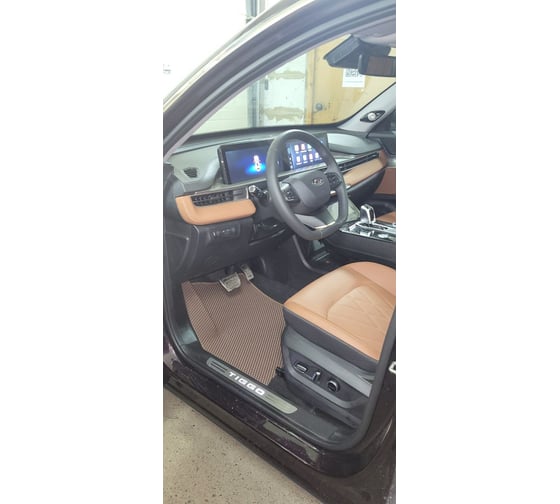 Ковры в салон автомобиля Eva Smart chery tiggo 8 pro max 5мест 2022 - эва сота чёрные c красной окантовкой 3792-B5A7-S