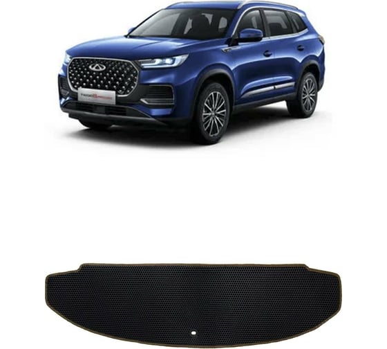 Ковры в салон автомобиля Eva Smart chery tiggo 8 pro max 7мест 2022 - эва сота коричневые c серой окантовкой 3793-A6B1-S