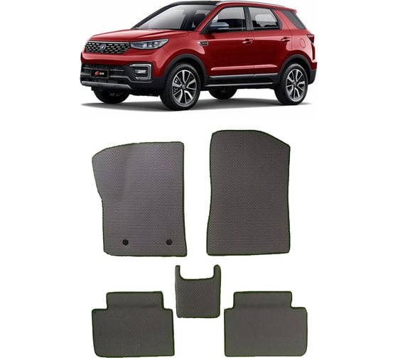 Ковры в салон автомобиля Eva Smart changan cs55 2017 - эва сота серые c красной окантовкой 3827-B1A7-S 1