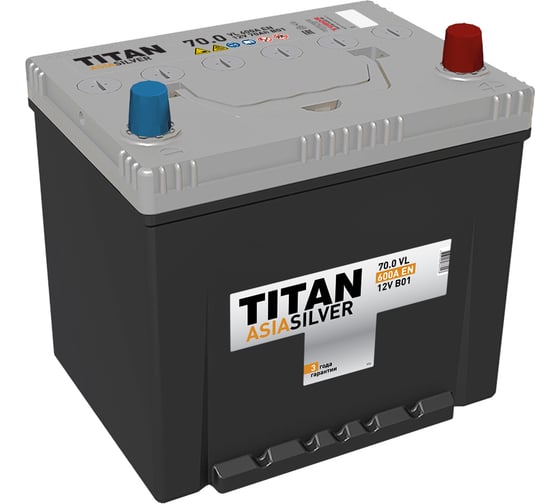 Аккумулятор Titan (9691) ASIASILVER 70.0 VL B01, обратная полярность, 600А, 230x175x221 4607008886948