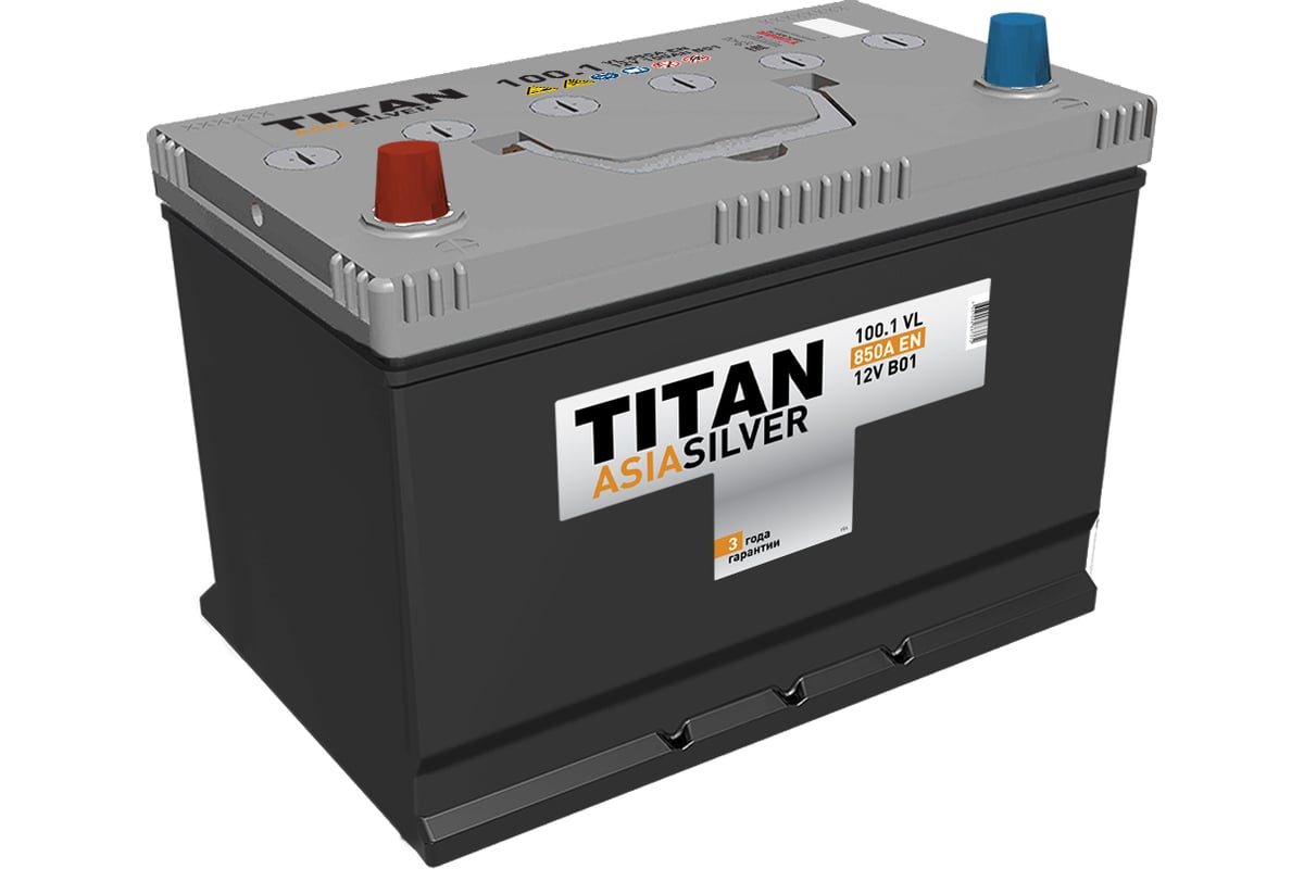 Аккумулятор Titan (9691) ASIASILVER 100.1 VL B01, прямая полярность, 850А,  304x175x221 4607008887372 - выгодная цена, отзывы, характеристики, фото -  купить в Москве и РФ