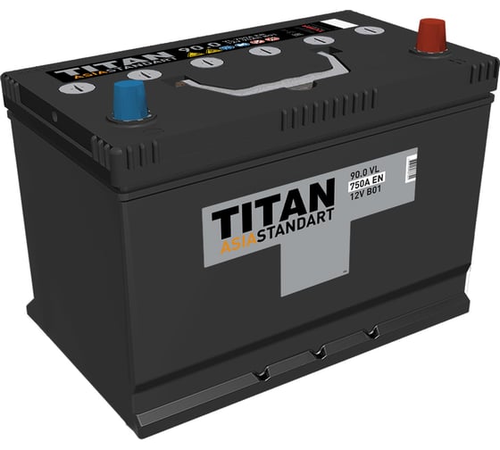 Аккумулятор Titan (9691) ASIA STANDART 90.0 VL B01, обратная полярность, 750А, 304x175x221 4607008887341