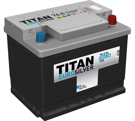 Аккумулятор TITAN EUROSILVER 76.0 VL обратная полярность, 700 А, 276x175x190 мм 4607008881417