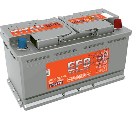 Аккумулятор TITAN EFB 100.0 VL обратная полярность, 930 А ,352x175x190 мм 4607008886849