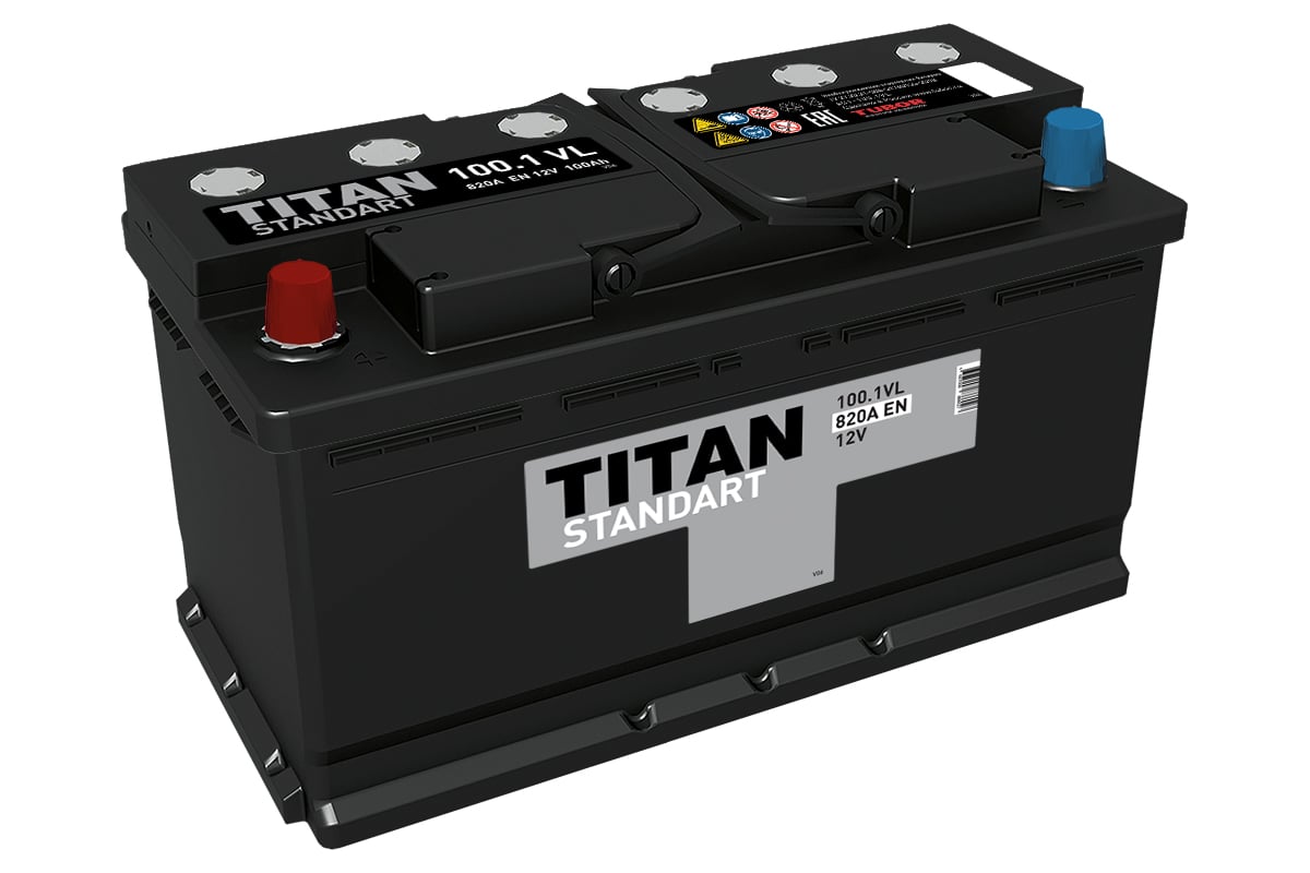 Аккумулятор TITAN STANDART 100.1 VL прямая полярность, 820 А, 352x175x190  мм 4607008888027 - выгодная цена, отзывы, характеристики, фото - купить в  Москве и РФ