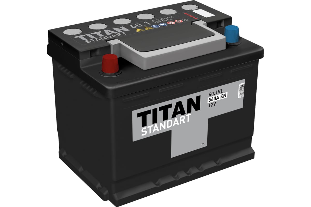 Аккумулятор TITAN STANDART 60.1 VL прямая полярность, 540 А, 242x175x190 мм  4607008882186 - выгодная цена, отзывы, характеристики, фото - купить в  Москве и РФ