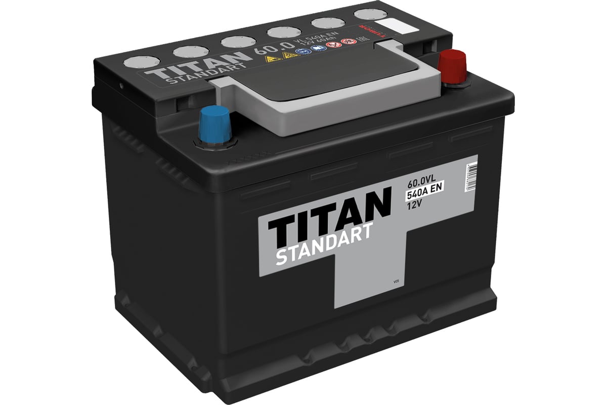 Аккумулятор TITAN STANDART (60.0 VL (О.П.) 550А (242x175x190))  4607008882179 - выгодная цена, отзывы, характеристики, фото - купить в  Москве и РФ