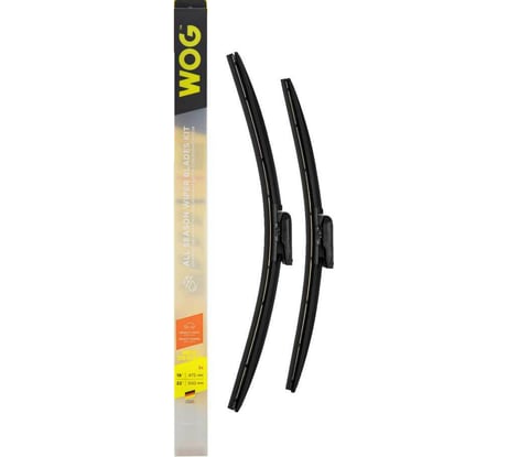 Комплект всесезонных бескаркасных бесшумных щеток стеклоочистителя 2 шт, 550/22"+475/19", с креплением bayonet arm WOG WGC1418