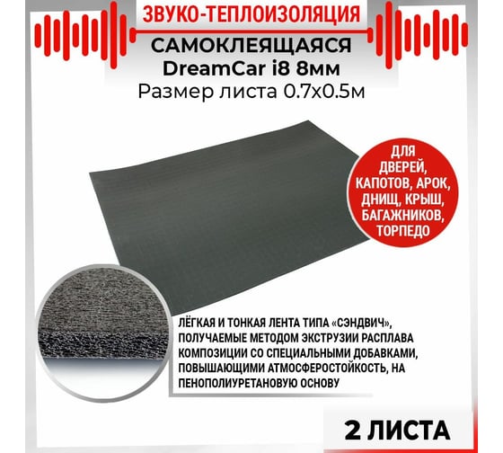 Звукоизолирующий материал Dreamcar i8, уп. 2 листа II-8M0-S070050P1424