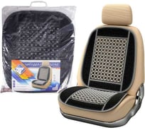 Массажная накидка на сиденье Nova Bright деревянные вставки, черная тканевая основа, 92x45 см 46871