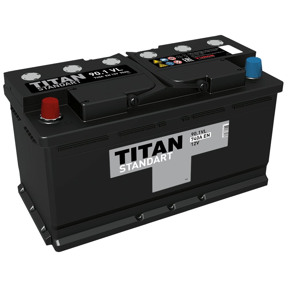 Аккумулятор Titan STANDART 90.1 VL (П.П.) 740 А, 352x175x190 мм