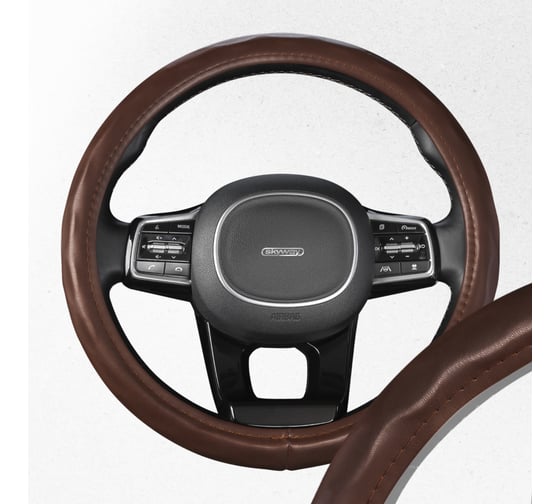Оплетка SKYWAY Top-11 M коричневая, экокожа S01102499