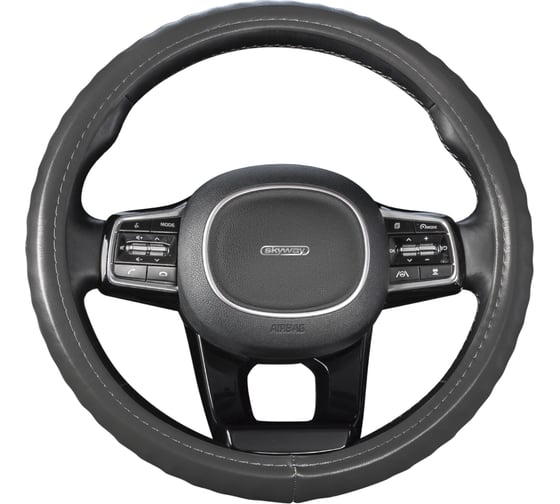 Оплетка SKYWAY Top-12 M серая, экокожа S01102501