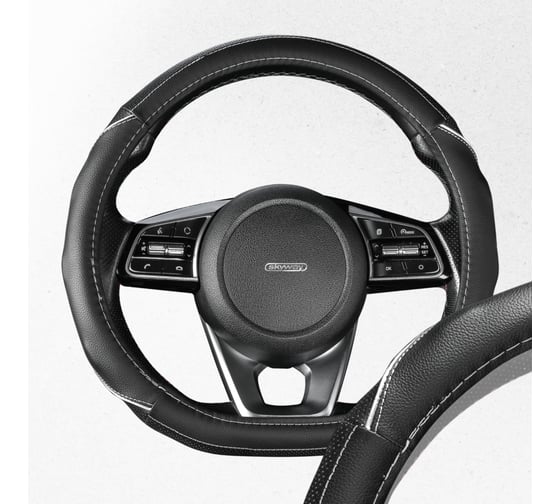 Оплетка SKYWAY Drift-2 M черно/серая, экокожа S01102505