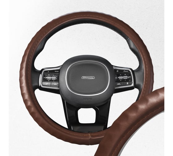 Оплетка SKYWAY Top-12 M коричневая, экокожа S01102502
