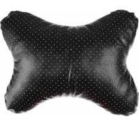 Подушка на подголовник NEW GALAXY косточка, перфор.экокожа, 29x23см, черная 732-012