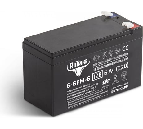 Аккумуляторная батарея Rutrike 6-GFM-6 (12V6A/H C20) 023937
