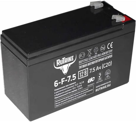 Аккумуляторная батарея Rutrike 6-F-7,5 (12V7,5A/H C20) 023938