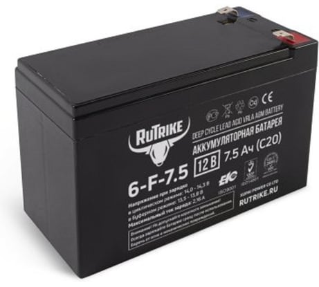 Аккумуляторная батарея Rutrike 6-F-7,5 (12V7,5A/H C20) 023938