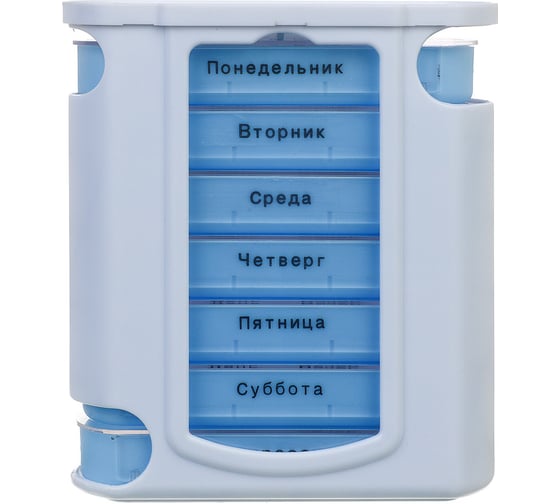 Бокс для хранения таблеток VETTA 7 блоков по 4 отделения, пластик, 11,5x4,3x12,8см 414-072