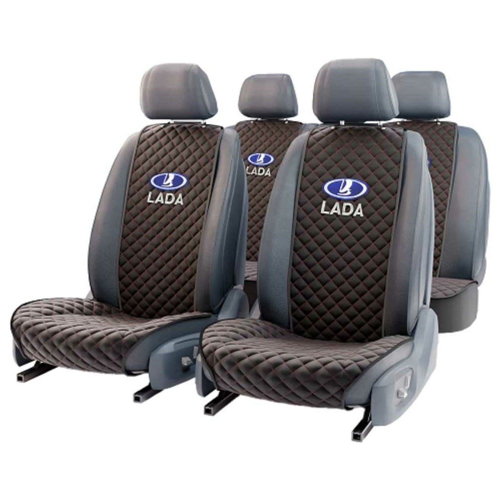 Автомобильные накидки DuffCar из алькантары, полный комплект, черный, с ...