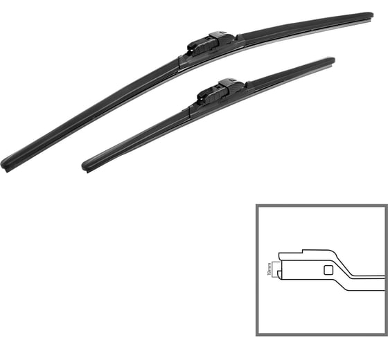 Комплект щёток стеклоочистителя hybrid 2 шт, 60/40 см, адаптер top lock 2 шт Heyner 020450
