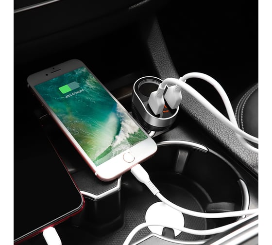 Автомобильное зарядное устройство Hoco Z29, порт прикуривателя, 2xUSB, черный 6957531092186