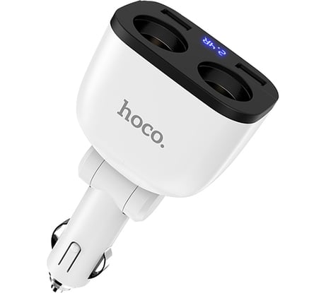 Автомобильное зарядное устройство Hoco Z28, два порта прикуривателя, 2xUSB, белый 6957531091967